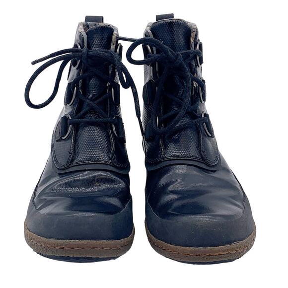 Sorel Joplin Waterproof Lace Up Slick Shine Rain Duck Boot Black Brown 7.5 - Picture 3 of 13